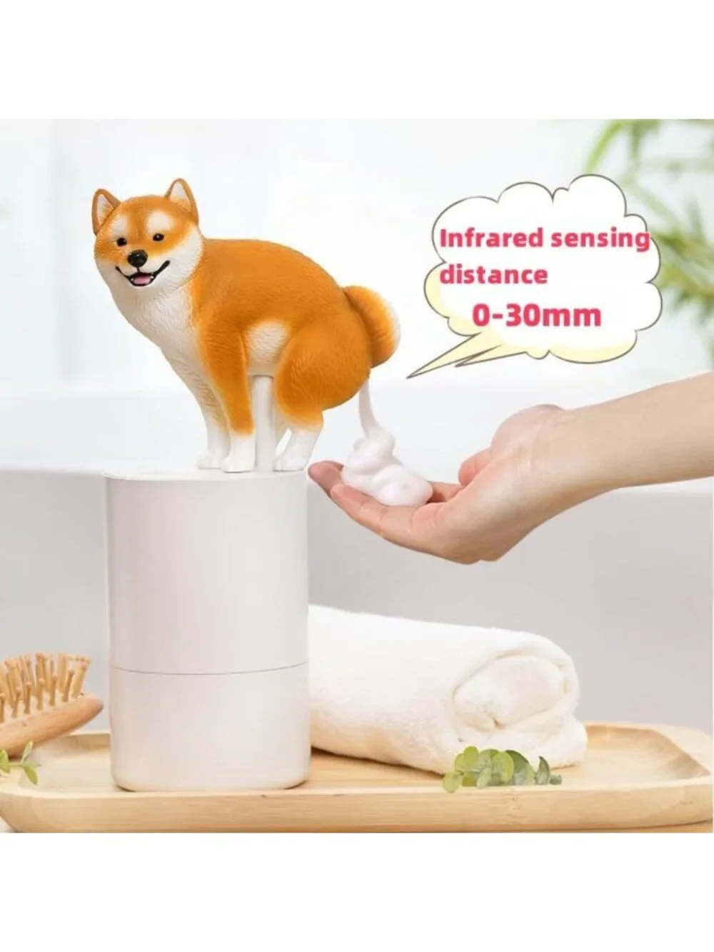 Cute Animal Foam Soap Dispenser - Automatic Black Shiba Hand Washer for Kids